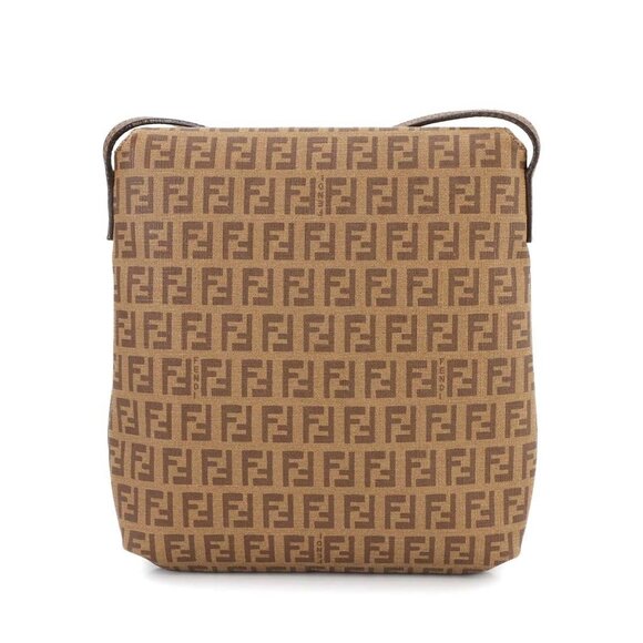 FENDI Zucchino Shoulder Bag PVC Leather Brown 8BT075 90285401 - Picture 2 of 11